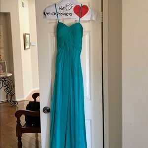 Long turquoise prom dress